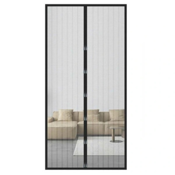Plasa magnetica pentru usa, plasa de tantari cu inchidere magnetica, montare usoara, negru, 210x100cm
