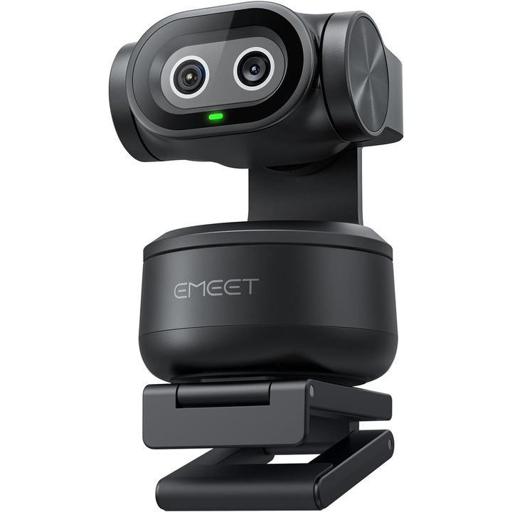 Webcam EMEET PIXY 2K AI PTZ Dual Camera, Senzor Sony 1/2.55", AI Tracking, PDAF Autofocus 0.2s, 3 Microfoane, Control Gesturi, USB-C, Compatibil OBS/Twitch, Negru