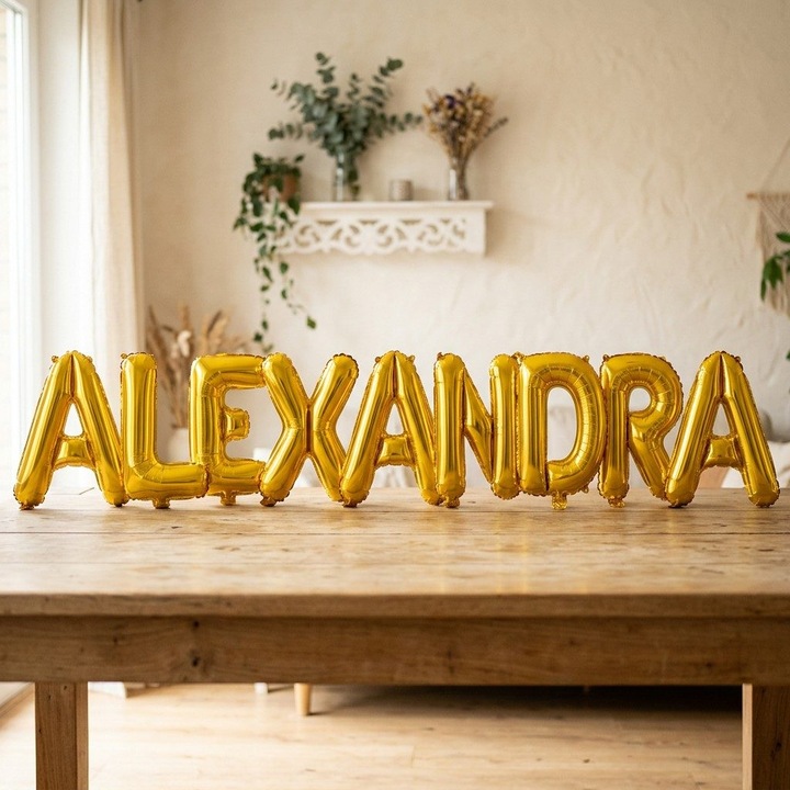 Метализирани фолиеви балони, комплект ALEXANDRA, хелий или въздух, включена сламка, 40 см, златист, Damur