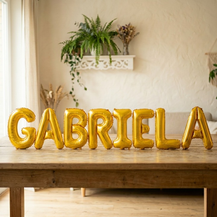 Метализирани фолиеви балони, комплект GABRIELA, хелий или въздух, включена сламка, 40 см, златист, Damur