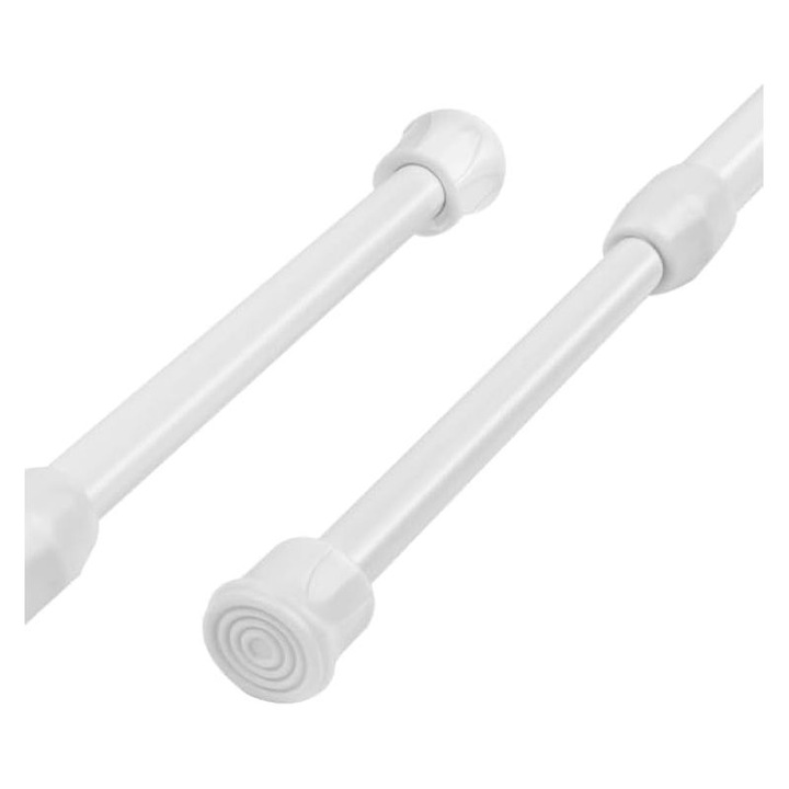 Set 2 bare perdea extensibile 40x70cm metal alb fara gaurire