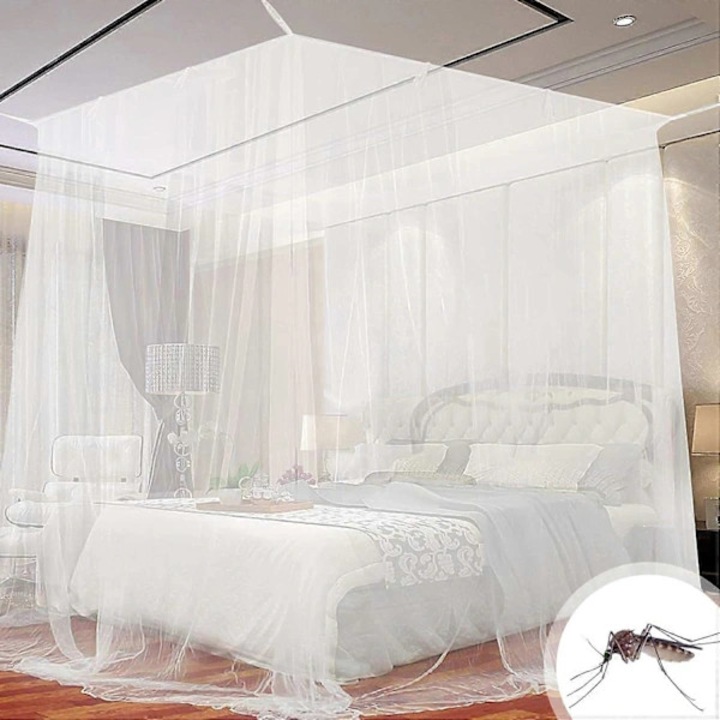 Plasa de tantari pentru pat, plasa anti-tantari patrata, 100% poliester, spalabila, protectie 360° si usor de instalat, alb, 200 x 200 x 180 cm