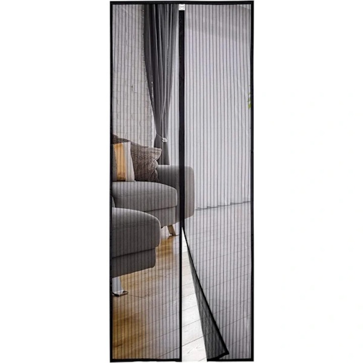 Plasa magnetica pentru usa, protectie anti-insecte, plasa pentru tantari cu inchidere automata, instalare fara gaurire, din nylon/poliester rezistent, negru, 110 x 230 cm
