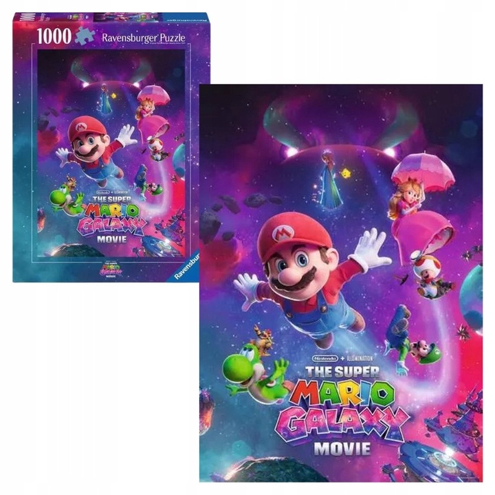 Puzzle 1000 De Piese, Ravensburger, Super Mario Galaxy, Recomandat De La 14 Ani, Tehnologia Softclick Perfect, Finisaj Mat Textura In, Elimina Reflexiile Luminii Joc, 70x50x0 cm, Multicolor, 1000 Piese