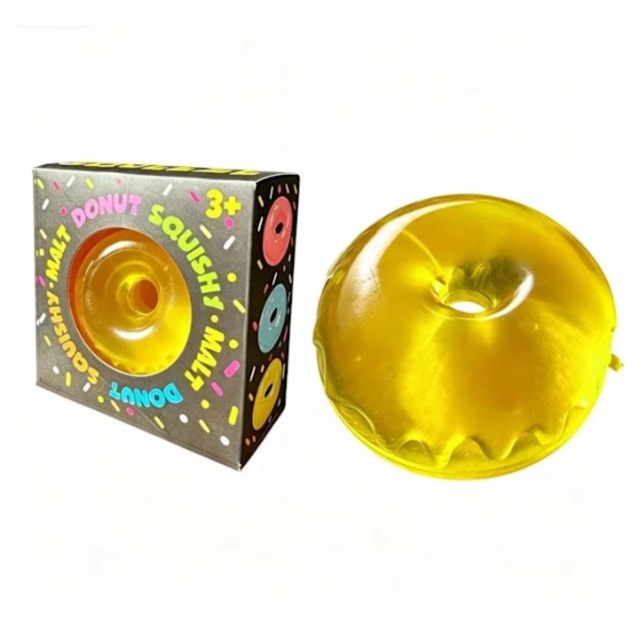 Антистрес играчка squishy Donut, мека, с бавно възстановяване, сензорна, Жълта, 1 бр