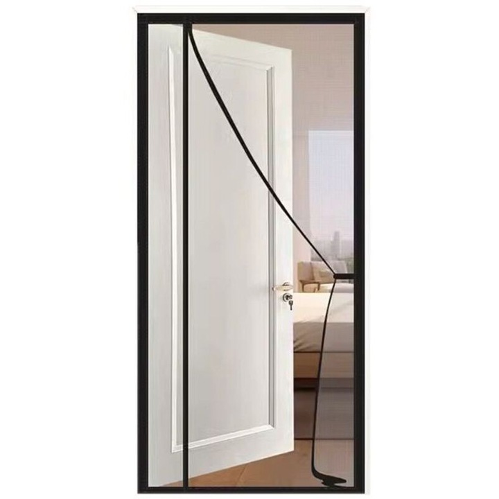 Plasa de usa anti-insecte / plasa de tantari cu inchidere magnetica automata, plasa ultra-fina, negru, 90 x 210 cm