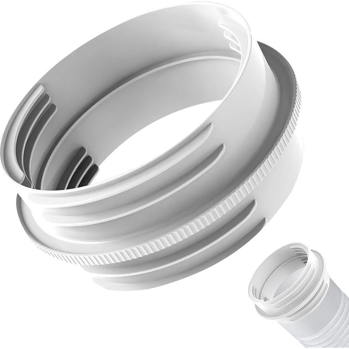 Adaptor/conector furtun evacuare aer conditionat portabil 13/15 cm, cuplare rapida fara scule, etans anti-praf, alb, 1 buc