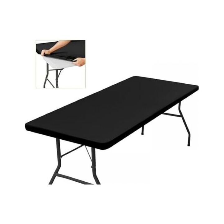 Téglalap alakú asztalterítő, fekete, 183x76cm, vízálló, rugalmas, strapabíró
