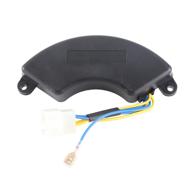 Regulator automat de tensiune AVR 470UF, universal pentru generatoare 5-6.5 kW, cablaj 6 fire (conector 4 pini + 2 fire perii), distanta gauri de montaj 14 cm, negru, 1 buc