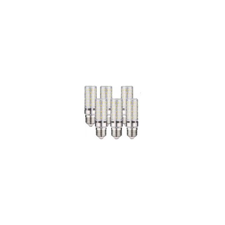 Комплект от 6 LED крушки E27 16W студено бяла светлина 6000K 30x99mm