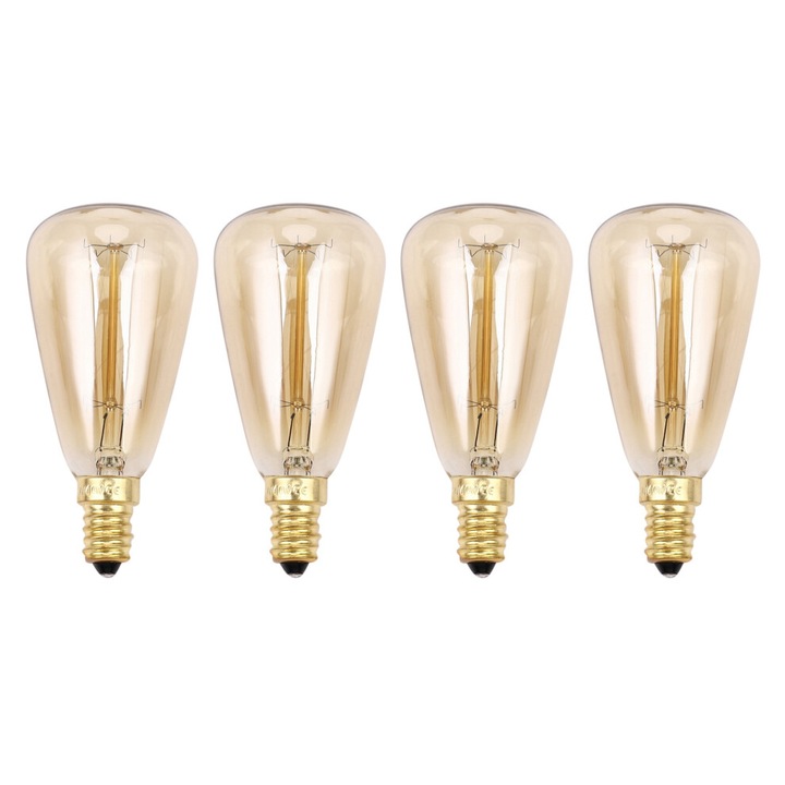 Bec incandescent / lampa Edison ST48 filament E14 220V 2200K 25W/40W/60W, alb, 4 bucati