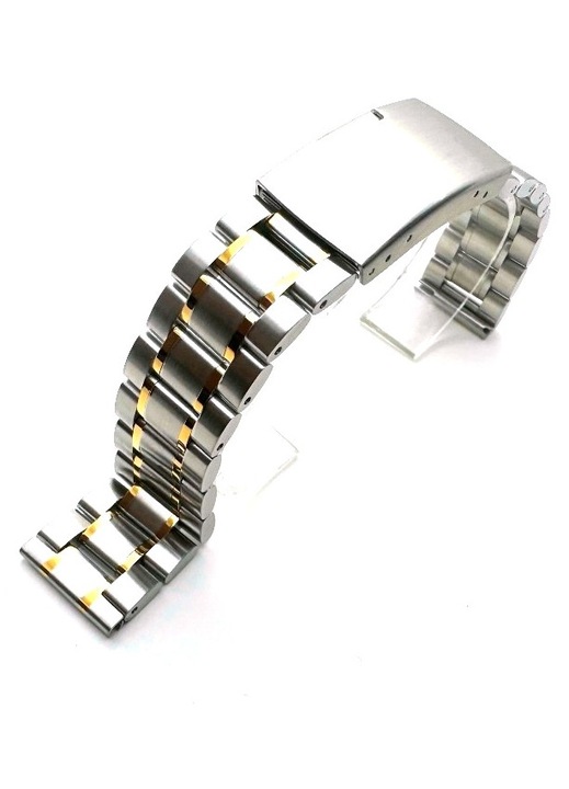 Curea ceas si smartwatch metalica11 argintie cu auriu