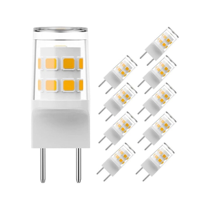 10 db G8 LED izzó készlet, 3W, meleg fehér, 3000K, kerámia+PC, 250 lumen