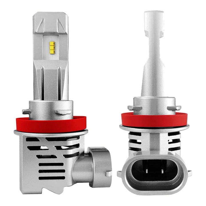Bec LED H11/H8/H9, plug-and-play autó izzó, 12.000 lm szettenként, 6500K hideg fehér, alumínium, IP65, 2 darab
