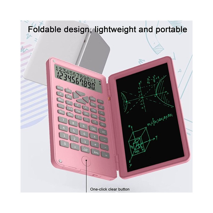 Irodai számológép 12 számjegyű LCD kijelzővel és törölhető írótáblával, kék, 16.2x8.2x1.8cm
