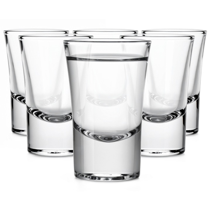 Set 6 pahare shot Glasmark, pahare pentru lichior, din sticla, fund intarit, compatibile cu masina de spalat vase, transparent, 6 x 30 ml
