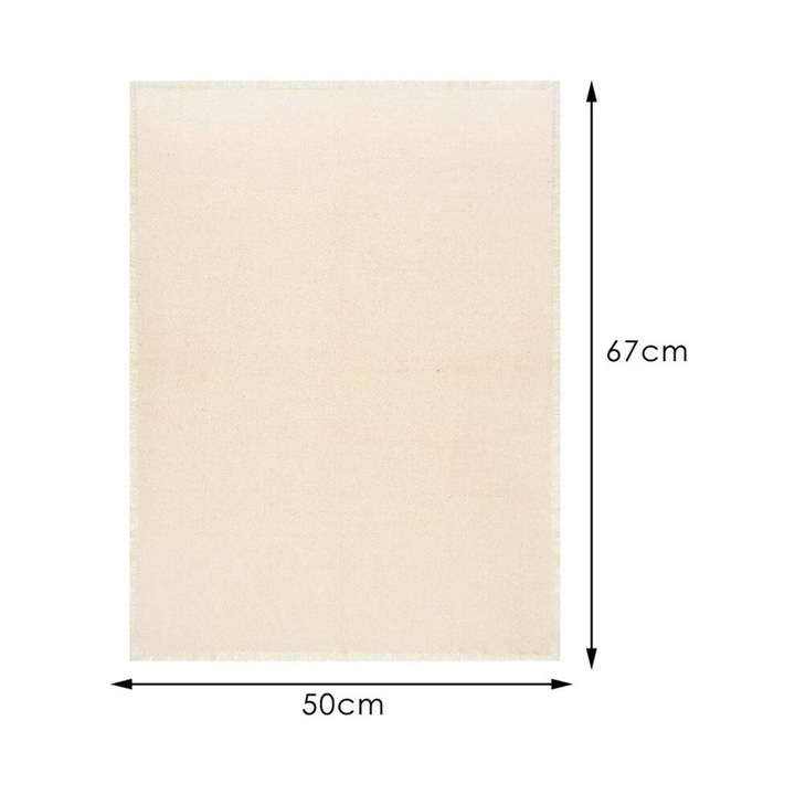 Panza punch needle-hez, természetes lenből, lezárt élekkel, kompatibilis Punch Needle és Rug-Punch technikákhoz, Bézs, 10 darabos szett, 67 x 50 cm