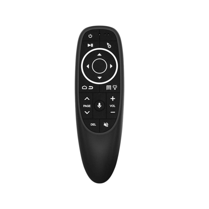 Комплект от 2 броя, Дистанционно управление за Android TV Box G10S Pro, гласов контрол, безжична мишка 2.4G с жироскоп, IR, LED осветление, черно