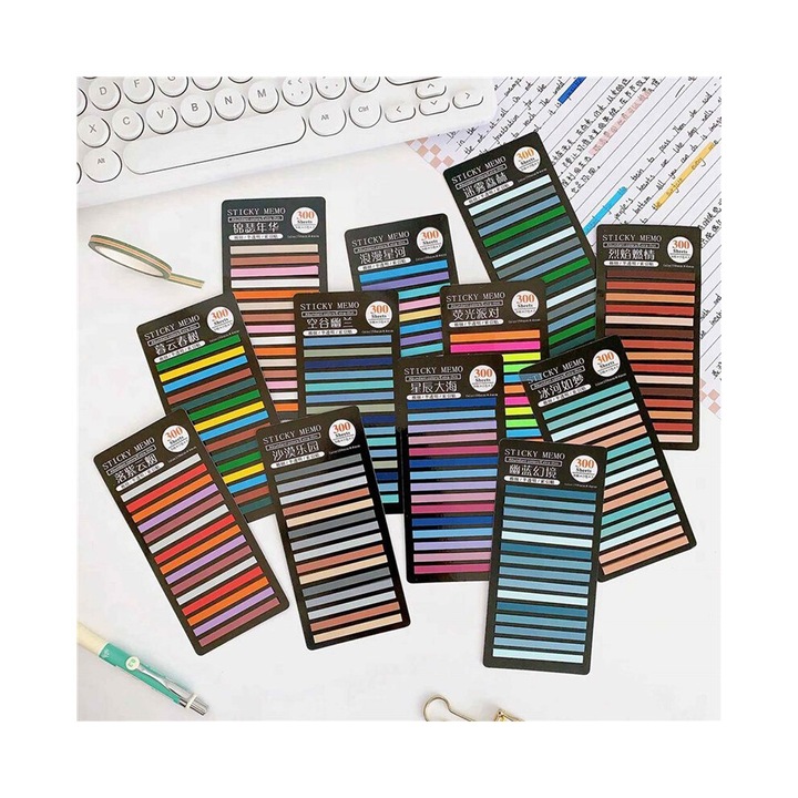 Markere pagini adezive, 24 buc, multicolor, 1.5x7cm, PET