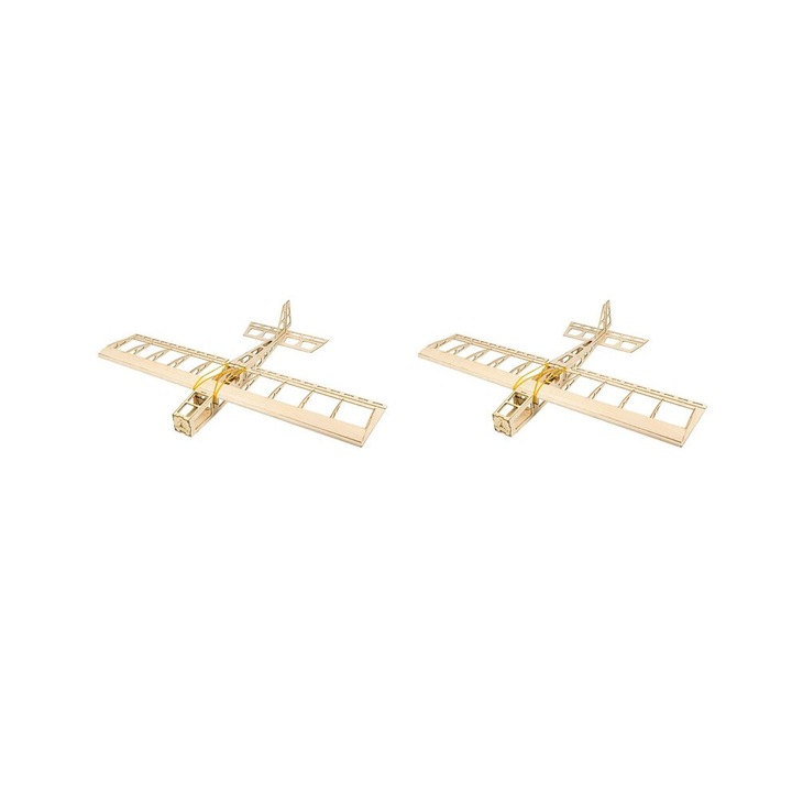 Комплект от 2 RC самолета от балсово дърво CJ-OB1-K0204-20260609-1-2173, размах на крилата 580 мм, дължина 460 мм, мотор MM1404 2900KV, ESC 10A, серво 2.5g x3, 5-инчова перка, естествено дърво