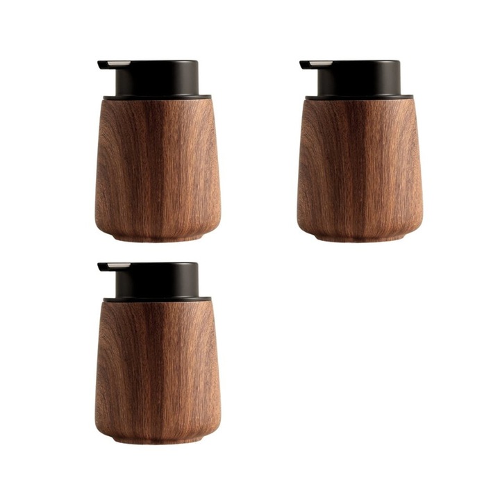 3 db fa szappanadagoló készlet, világosbarna, 250ml