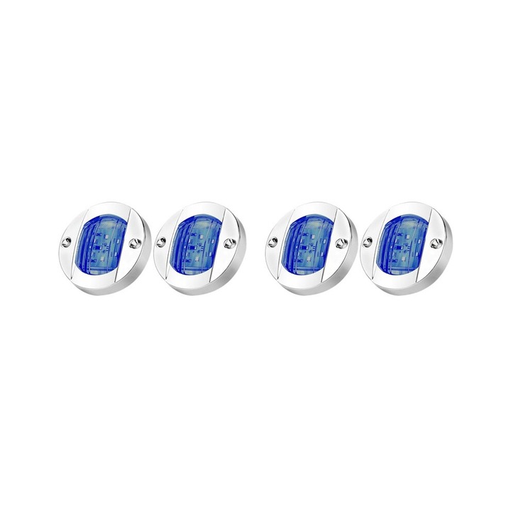 4 db kerek LED lámpa szetthajókhoz, 12V, fehér, ezüst, 7.5cm