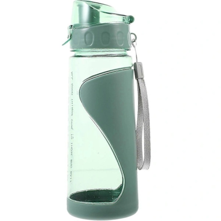 Sticla de apa sport, bidon izolat dublu strat, cu capac etans, portabil, PC/PP cu silicon, verde, 570ml