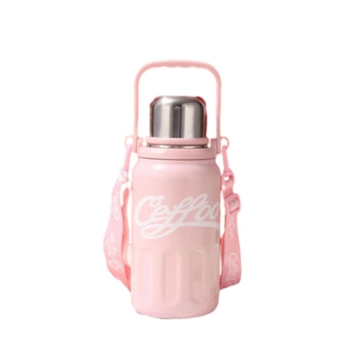 Sticla termos 1000ml, izolatie 24h, otel inoxidabil, portabil, negru