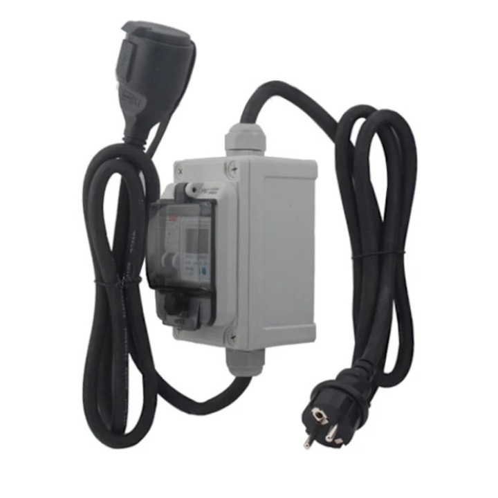 Contor de energie portabil/wattmetru 230V, IP67, digital, plug-in cu functie reset si afisaj LED, gri/negru, 1 buc