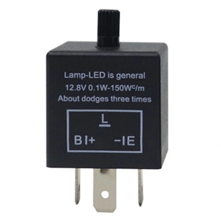 Releu semnalizare electronic CF13KT, reglabil, compatibil LED, plastic si metal, negru, 1 buc