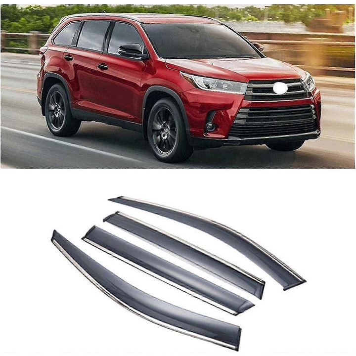 Дефлектори за прозорци на автомобил/ветробрани за прозорци за Toyota Highlander 2015-2020, самозалепващи, издръжливи и гъвкави, опушени, 4 броя
