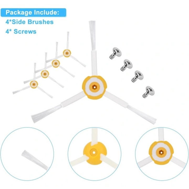 Set consumabile piese de schimb pentru iRobot Roomba seria 800/900, 2 role, 4 filtre, 4 perii laterale, 4 suruburi, material PC durabil, alb/galben, 14 piese