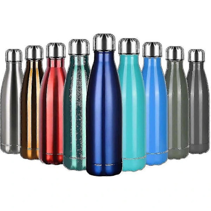 Sticla termica/bidon din otel inoxidabil, izolatie dubla in vid, pastreaza 12 ore cald/rece, capac etans, fara BPA, functie curatare, multicolor, 500 ml