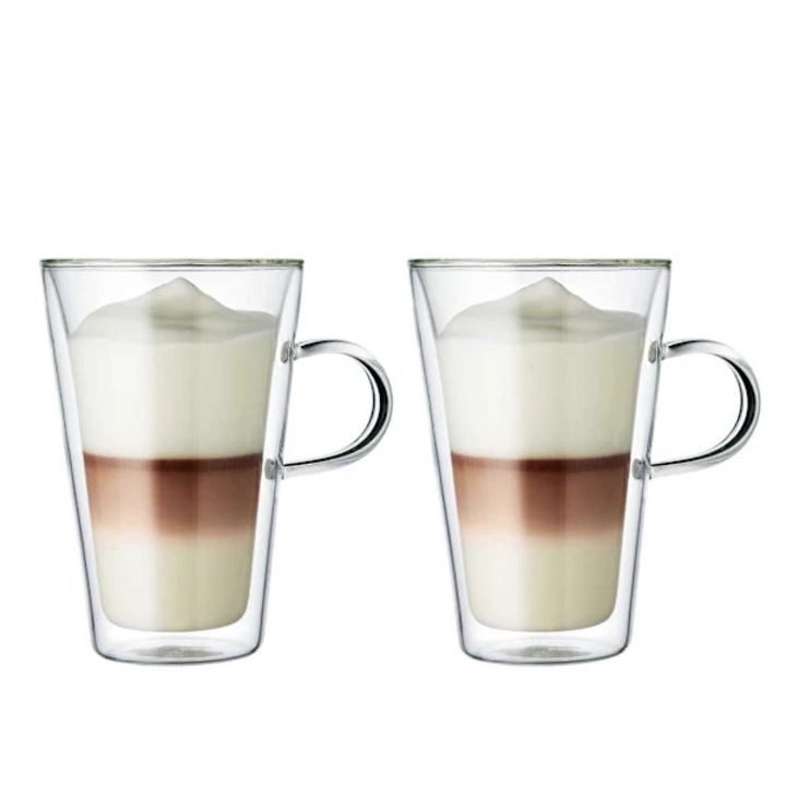 Set 2 recipiente izolate din sticla borosilicata, 400ml, transparent