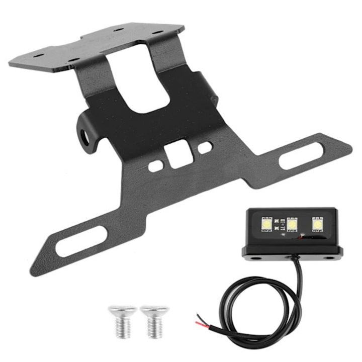 Suport numar cu stop LED pentru YZF R15 V3.0 si YZF R125 2017-2020, aluminiu 3 mm vopsit epoxi, rezistent la coroziune, usor de instalat, Negru, 1 set