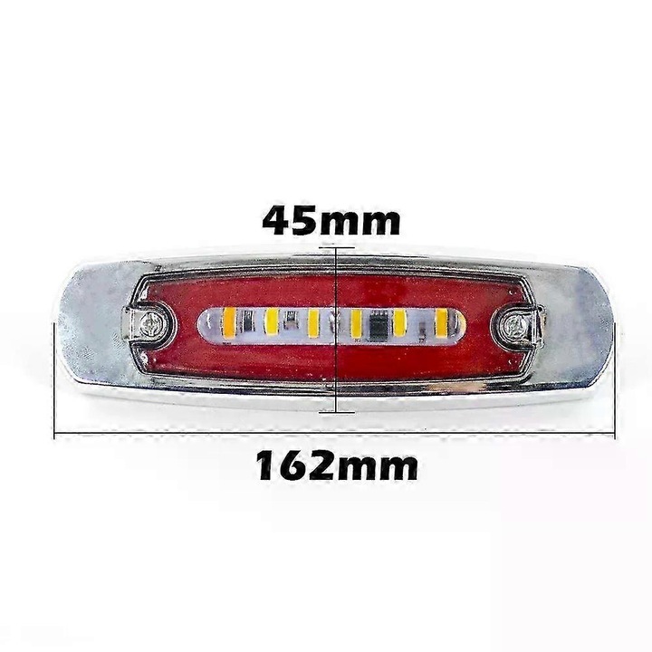 10 db dinamikus oldalsó LED lámpa szett, piros-sárga-fehér, 16.2x4.5x1cm, 12-24V, vízálló