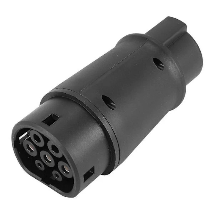 Adaptor J1772 32A tip 1 la tip 2, convertor compatibil cu incarcatoare pentru vehicule electrice, negru, 1 buc