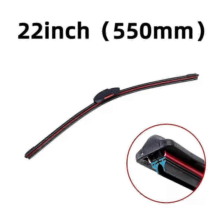 Stergator parbriz J/U Hook, lama dubla din cauciuc, silentios, all-season, Negru, 550 mm