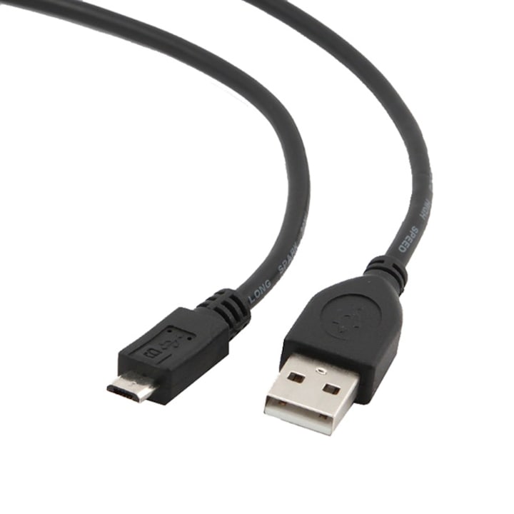 Gembird Adatkábel, MicroUSB-USB, 1,8 m, Fekete