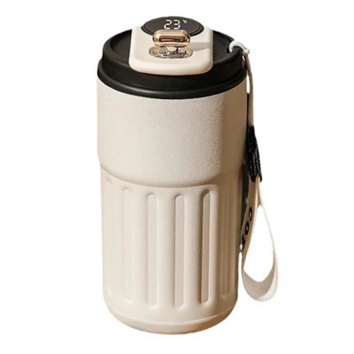 Set 2 termosuri calatorie, otel inoxidabil, izolatie dubla, negru, 470ml, afisaj temperatura LED