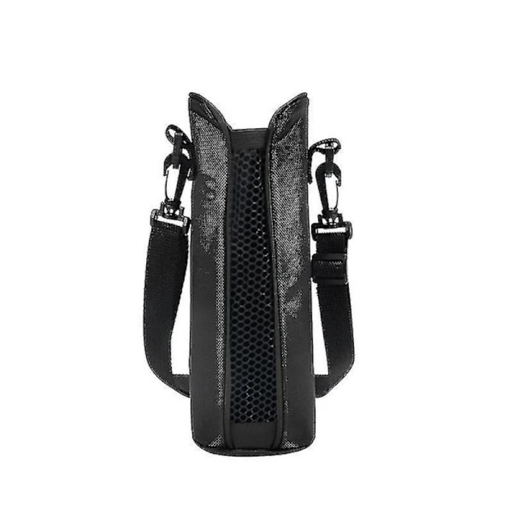 Husa pentru sticla, suport sticla din poliester, izolat, cu curea reglabila si fermoar, protectie anti-arsura pentru sticle 210-240 mm, negru, diametru 7 cm, inaltime 21 cm