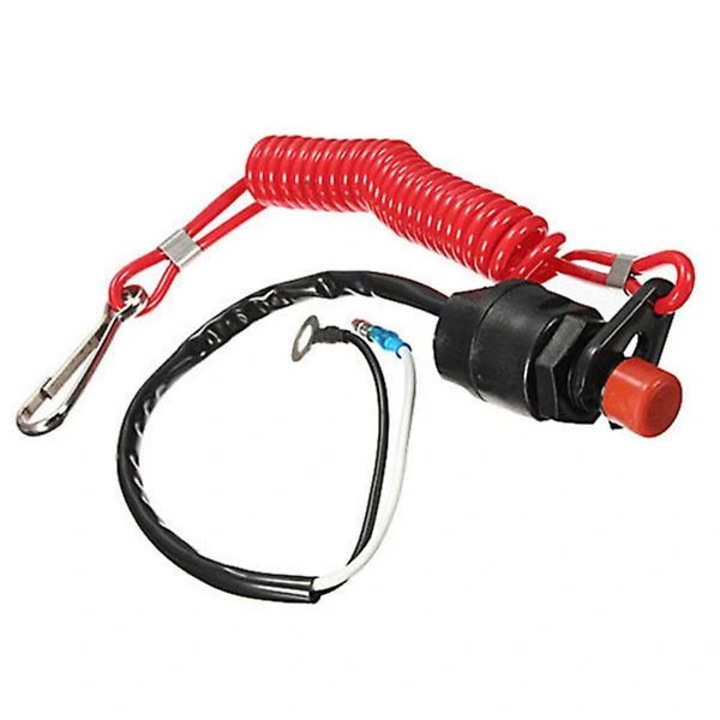 Comutator oprire de urgenta pentru motor barca, negru rosu, cu lanyard