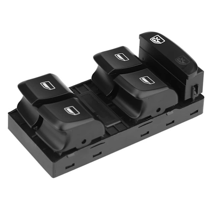 Fő elektromos ablakemelő kapcsoló 8KD 959 851, kompatibilis Audi A4/S4/Q5, 4 gombos vezérlőpanel ablakzárral, Fekete, 1 db