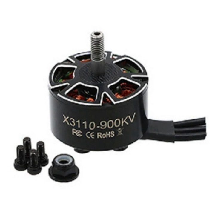 Motor fara perii (brushless) X3110 900KV 6S, cu ax din otel tratat termic, magneti N52, Negru, 1 buc