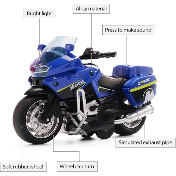 Visszahúzható játék motorkerékpár, műanyag és ötvözet, fekete, 3-8 év
