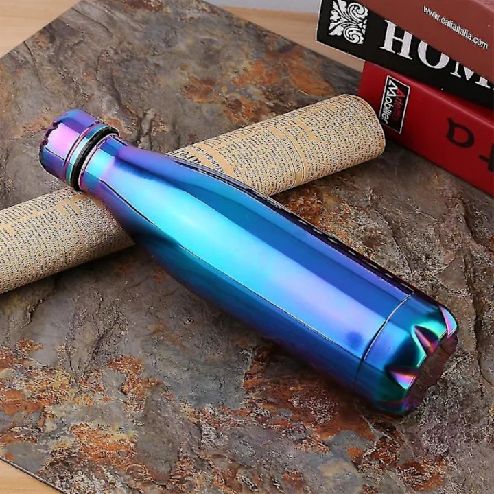 Sticla apa termos, 500ML, inox, izolatie vid, multicolor, 7.5x7.5x27cm