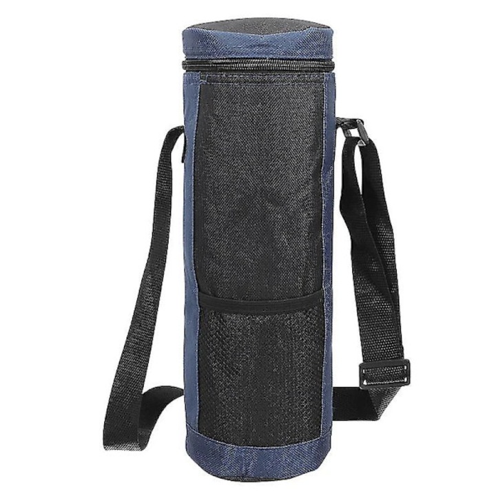 Husa portabila pentru termos, negru si albastru inchis, 29x10x10cm