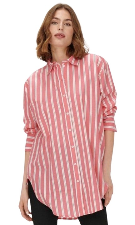 Zara női ing, oversize, csíkos, rózsaszín, pamut, M INTL