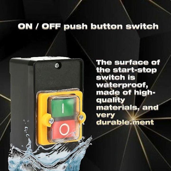 Comutator cu buton KAO-10H, 10A 220/380V, buton ON auto-blocant si buton OFF cu revenire automata, control direct motor fara contactor, carcasa etansa la apa si praf, Multicolor