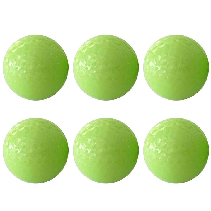 Golf labdák, fluoreszkáló edzőlabdák éjszakai játékhoz, tartós, foszforeszkáló zöld, 6 darab, 42.67mm, 45g